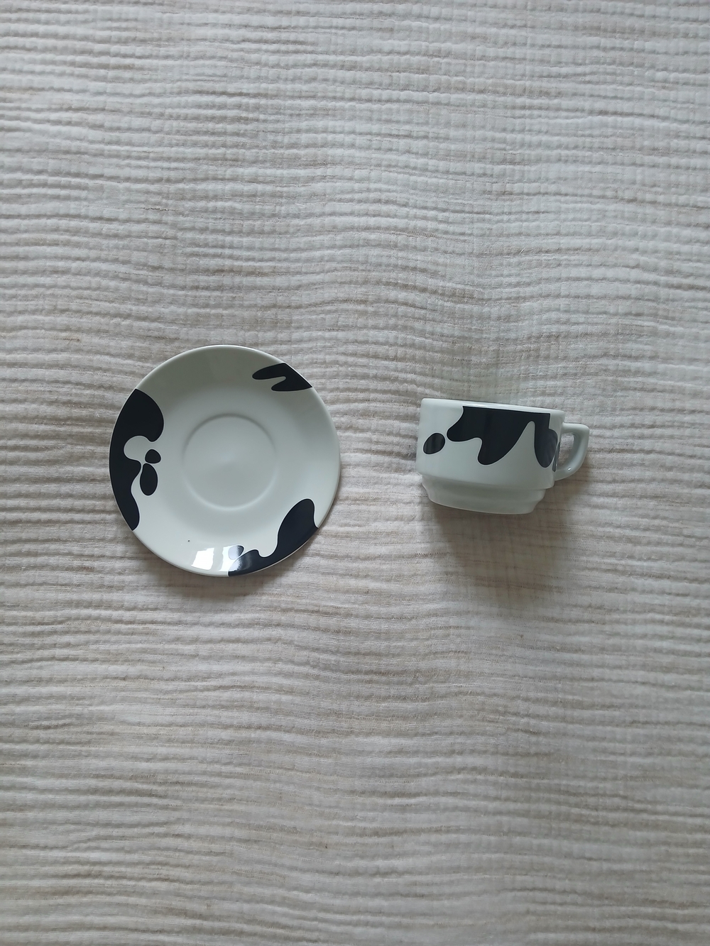 Black & White Cow Patterned Espresso Cup and Saucer